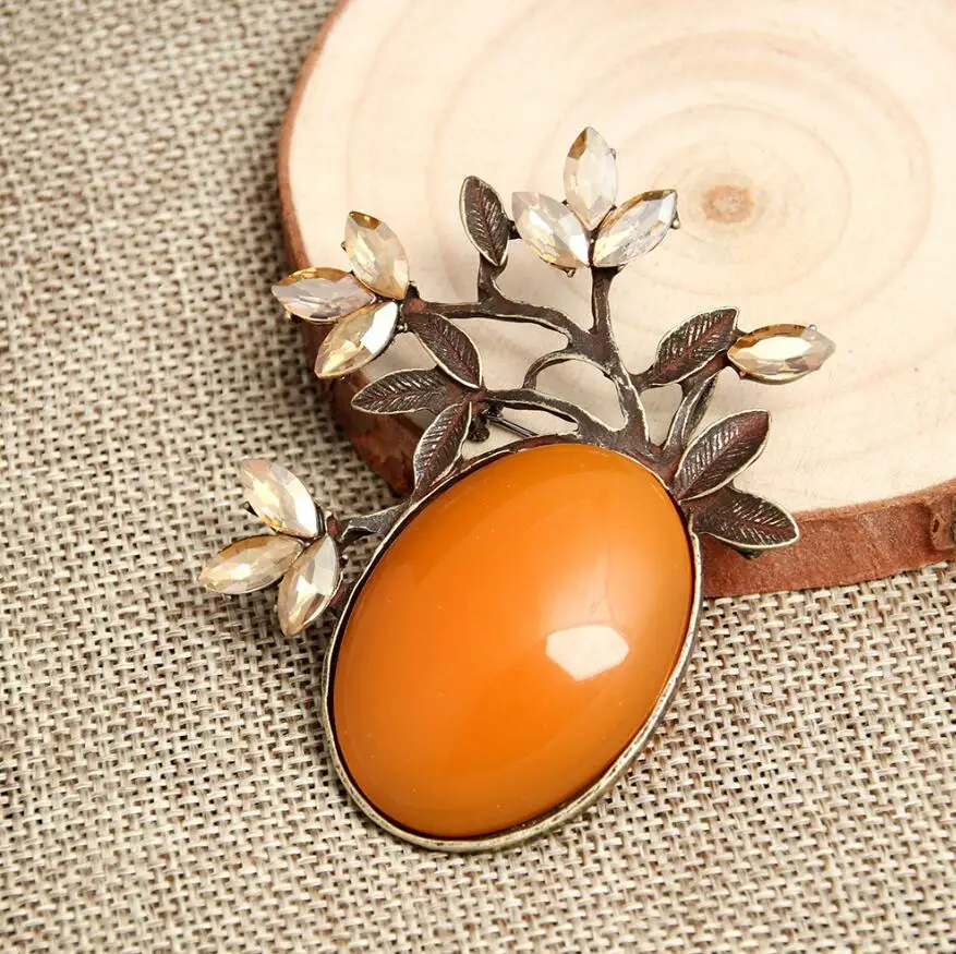 Resin Glass Crystal Tree Brooch Branch Safety Pin Women Girl Scarf Clip Sweater Dress Suit Pendant Jewelry | Украшения и