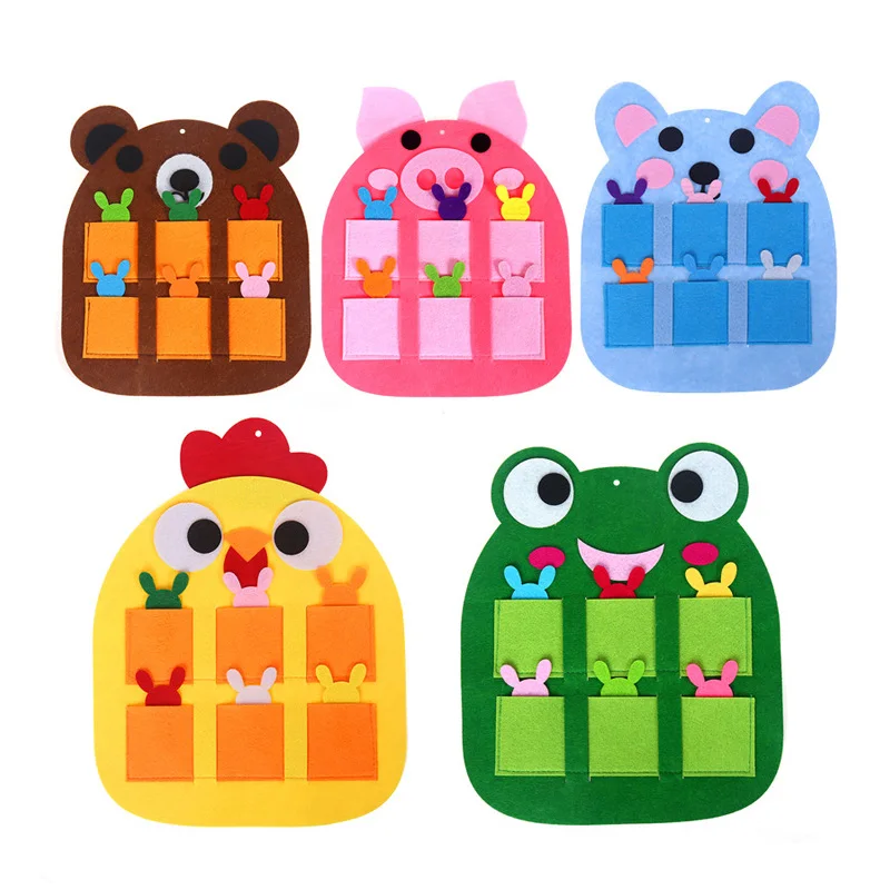 Diy мультфильм игрушки для детей детский сад Manualidades Дети искусство и ремесла животных карты карман лягушка курица медведь Jouet Enfant