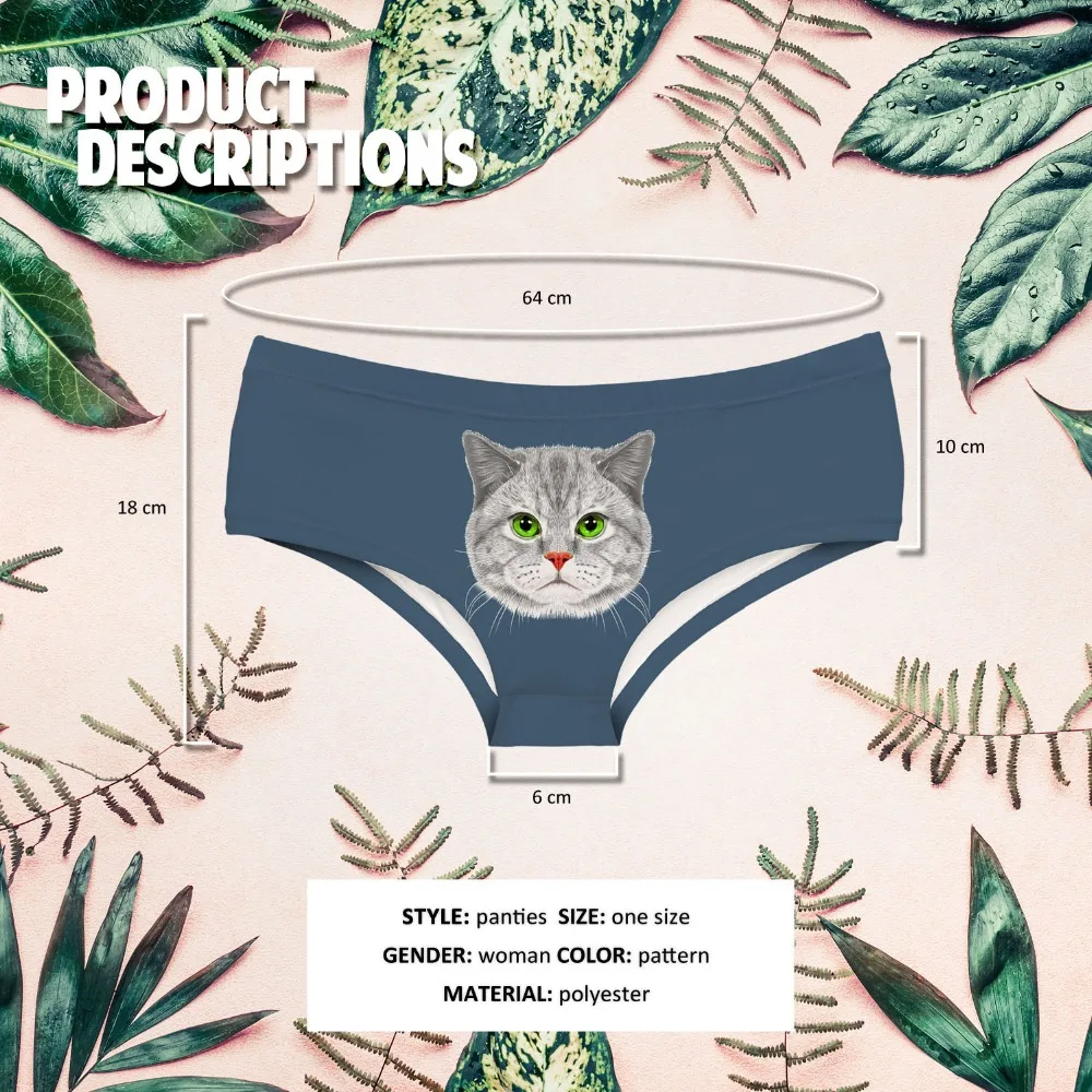 LEIMOLIS голубые с забавным принтом кошки сексуальные женские милые нижнее белье