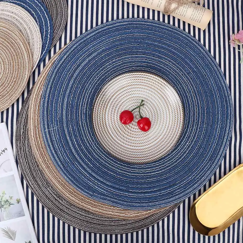Круглый дизайн стола Ramie изоляционный коврик сплошные салфетки льняной