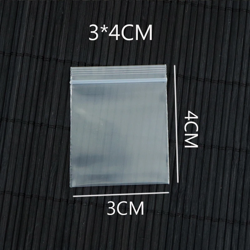 100 шт. 3x4 см пакеты с застежкой-молнией Прозрачные полиэтиленовые повторно