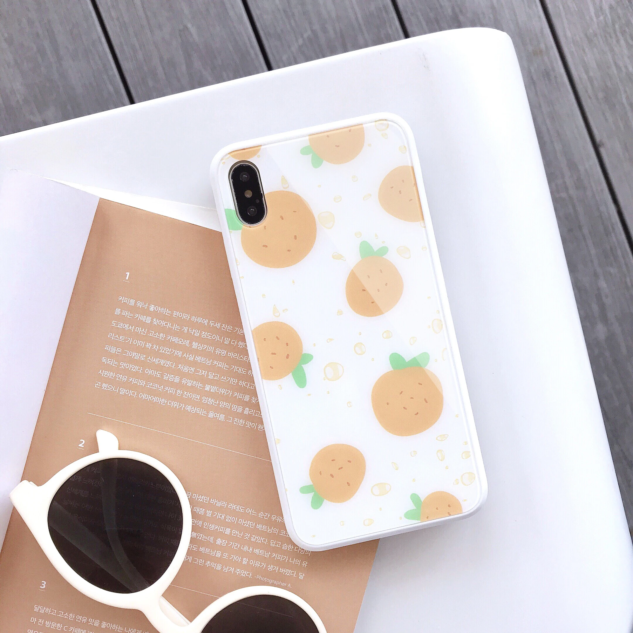 XS Max цвет слоновой кости белый закаленное стекло фрукты оранжевый персиковый