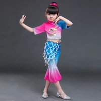 classical childrens yangko dancewear for girls national umbrella fan dancing dancer ancient tradition kids hanfu dance costume