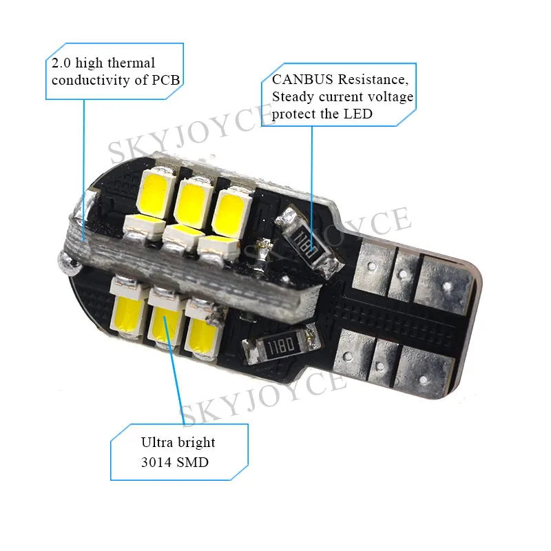 SKYJOYCE 100 шт. светодиодный T10 24SMD Canbus светильник свет 194 2835 24 светодиода без ошибок 10