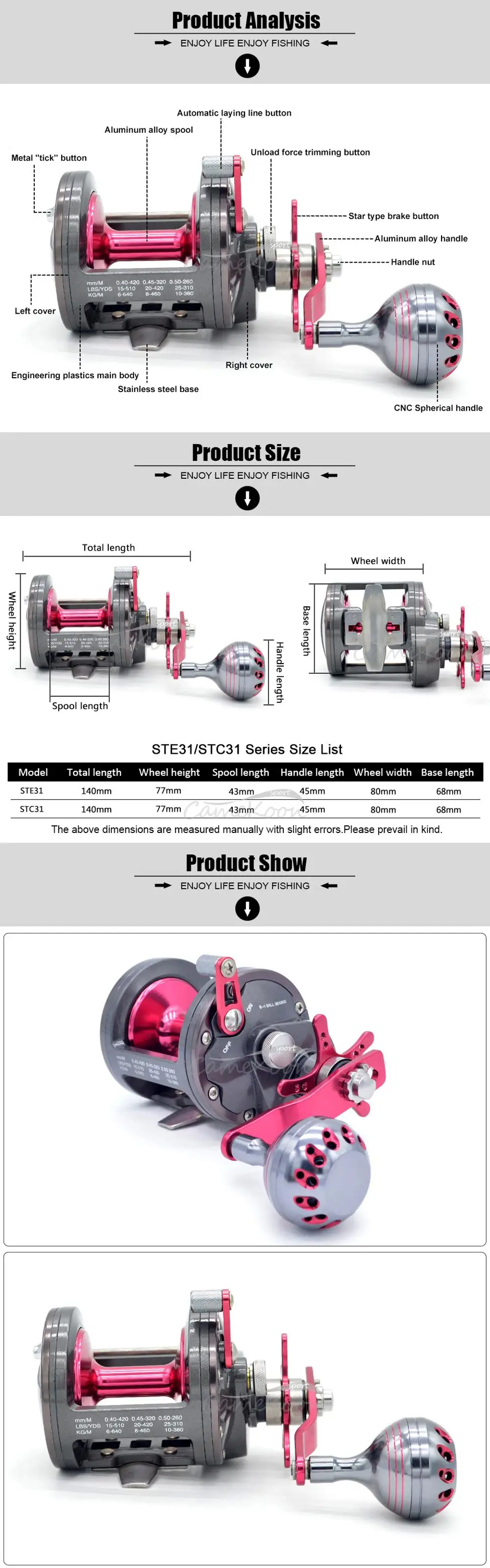 CAMEKOON Saltwater Star Drag Fishing Reel 12KG Max Drag Strong Casting Fishing Sea Boat Trolling Reel Right Hand