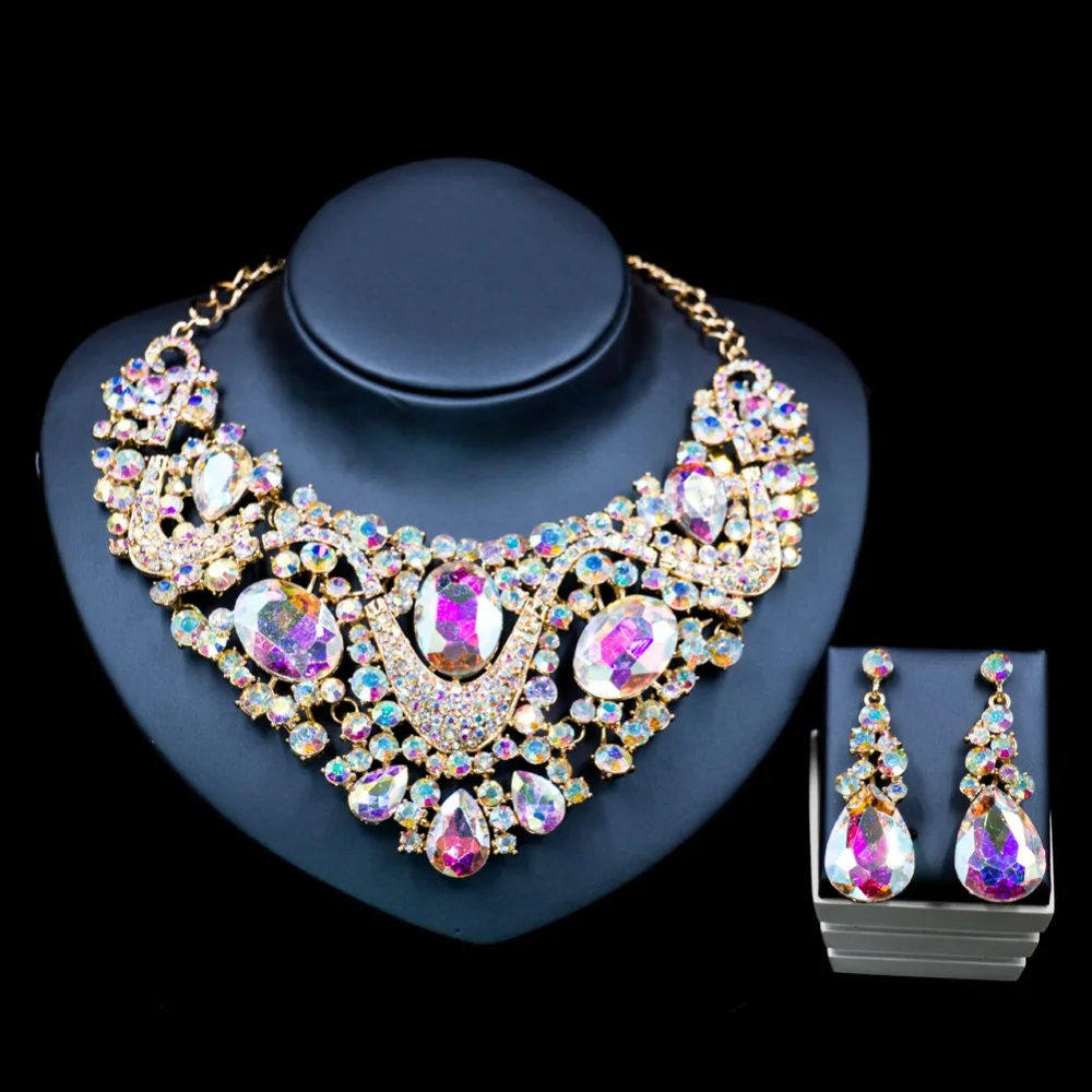 Parure Bijoux Femme прекрасное ювелирное ожерелье наборы золото Роскошные Стразы и
