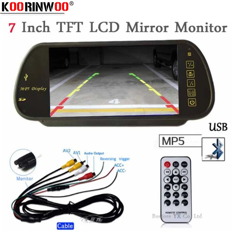 7 дюймовый ЖК TFT Автомобильный зеркальный монитор 1024*800 Bluetooth MP5 плеер с USB SD слотом
