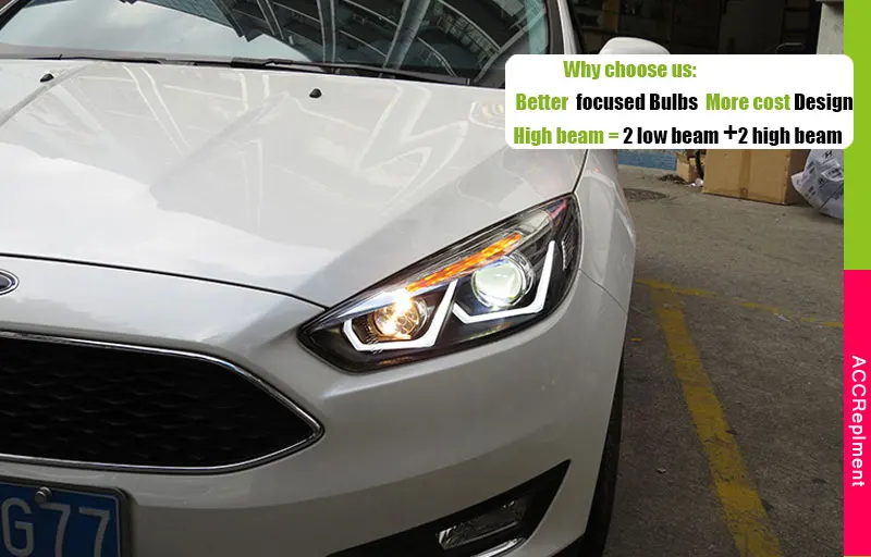 Автомобильный Стайлинг для Ford Focus головной светильник s U angel eyes- ForFord Focus светодиодный светильник Q5 bi xenon объектив h7 xenon