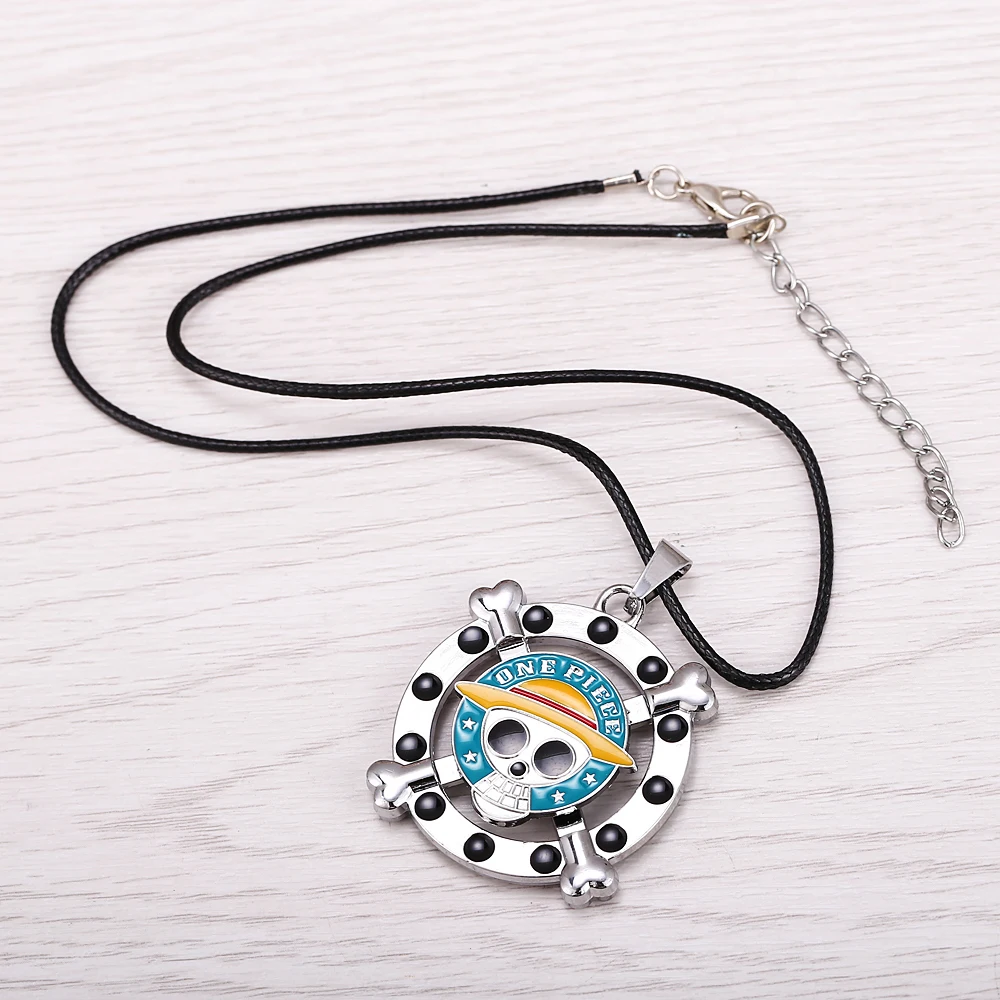 

12pcs/lot Anime One Piece Necklace Rotatable Luffy cosplay pendant High Quality metal Jewelry