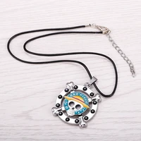 12pcslot anime one piece necklace rotatable luffy cosplay pendant high quality metal jewelry