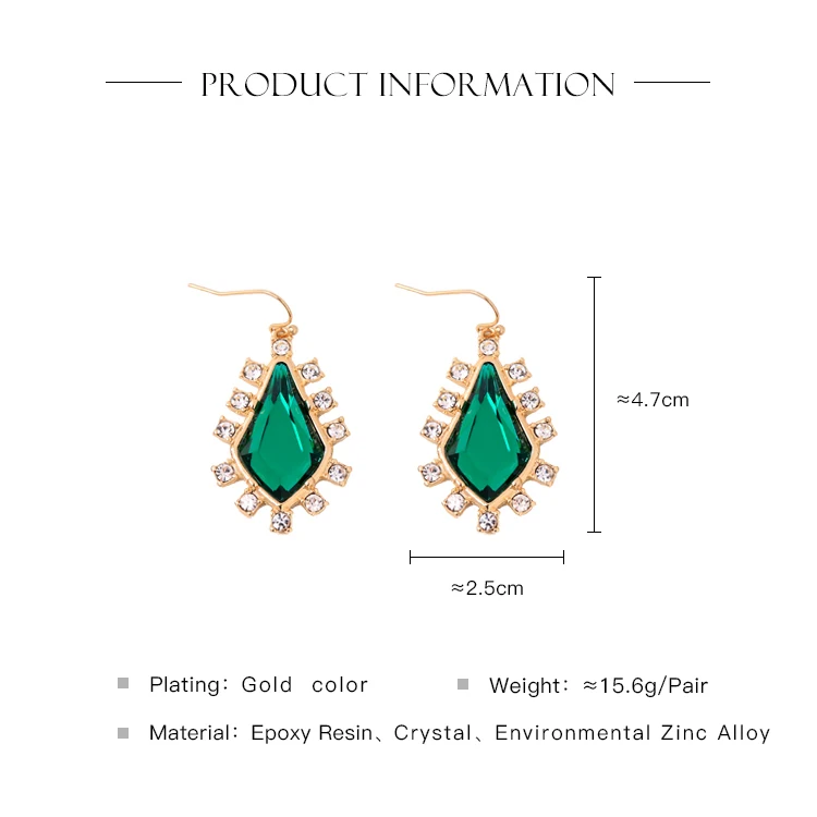 3 цвета: красный синий и зеленый геометрические серьги-капли из смолы с