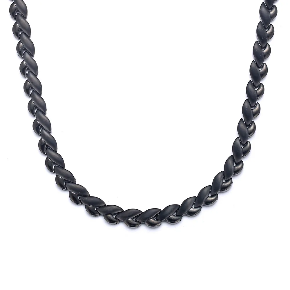 Черное титановое ожерелье с цепочкой из нержавеющей стали, магнитное ожерелье для мужчин и женщин, ожерелье для здоровья, ювелирные изделия