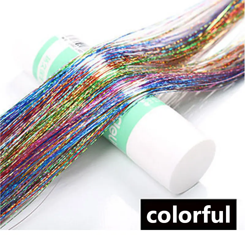 Colorful Цветные блестящие волосы, удлиняющая накладка на волосы бесшовные шт Цвет яркий глиттер яркие золотые и серебряные линии выбрать окрашенный парик - Цвет: Colorful