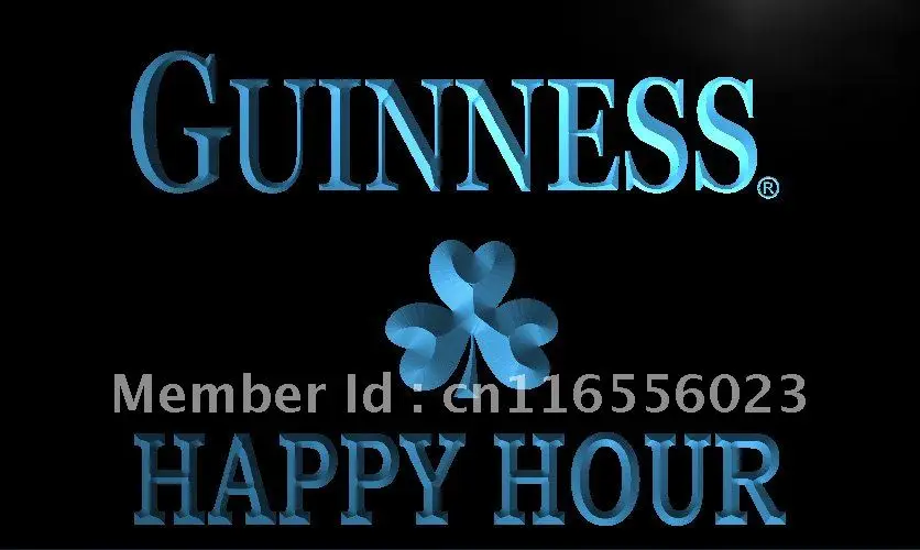 

LA622- Guinness Shamrock Happy Hour Bar LED Neon Light Sign home decor crafts