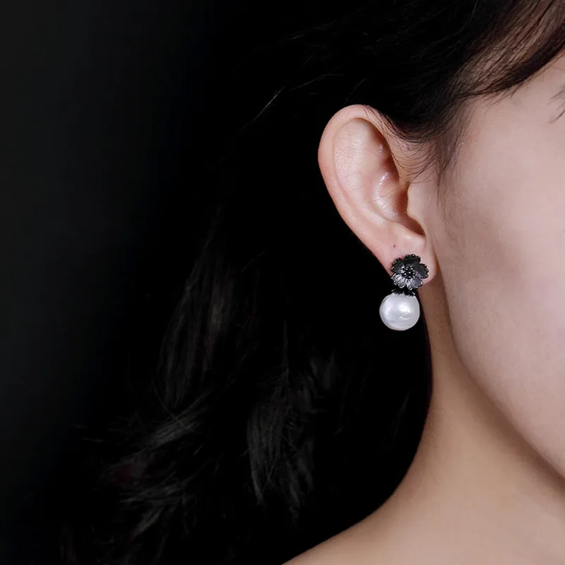 Женские серьги из серебра 925 пробы с натуральным жемчугом | Украшения и