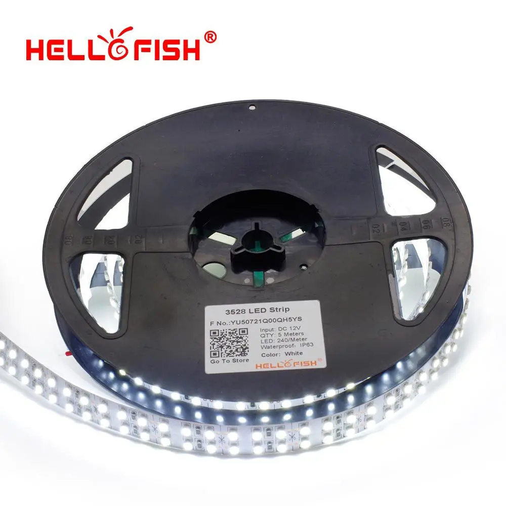 Двухрядная Светодиодная лента Hello Fish 15 мм ширина 5 м 2835 1200 SMD 12 В гибкая