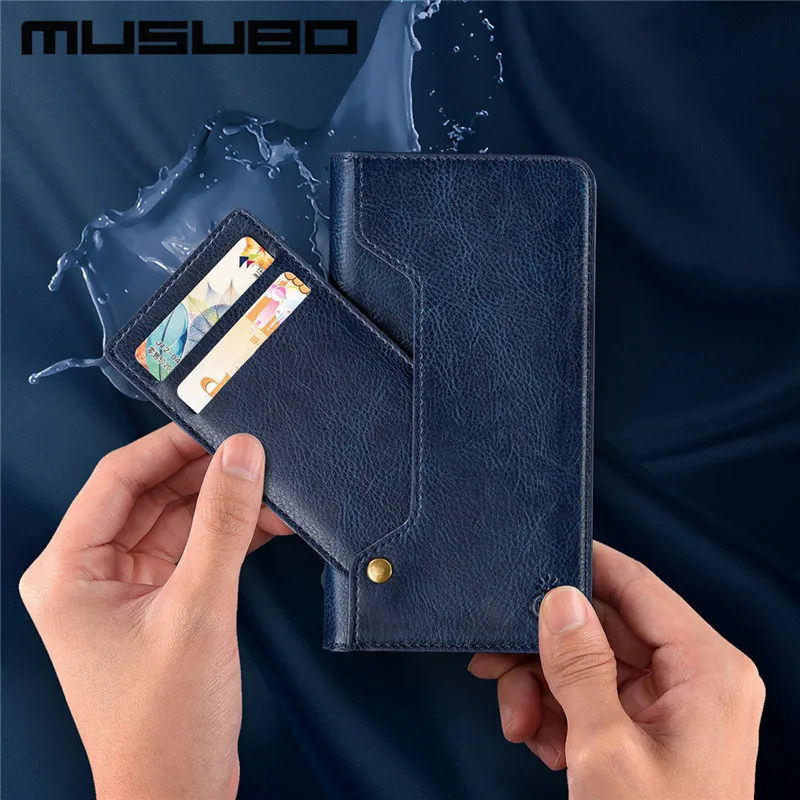 Чехол Musubo для iPhone Xs Max XR X 8 Plus 7 6 6s Plus, винтажный кожаный флип-чехол-подставка для samsung S8 Note 8, Магнитный чехол - Цвет: Синий