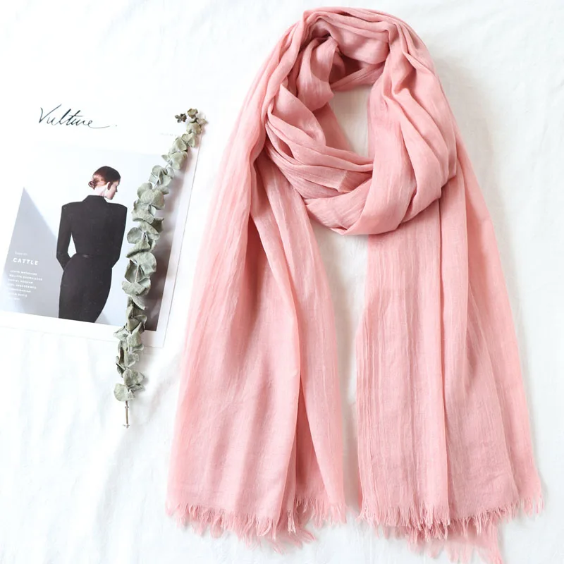4 baby pink Цельный купальник высокого качества женские мусульманские, однотонные потертые шарф хиджаб шалей повязка на голову из жатой ткани однотонные ботфорты Пашмина хиджаб - Цвет: 4 baby pink