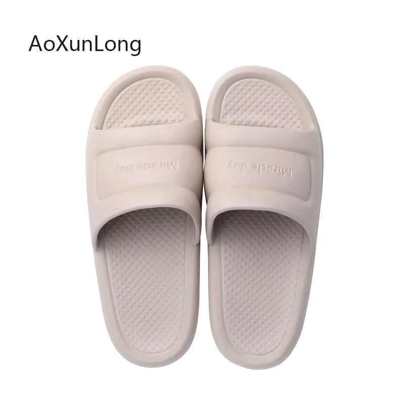 AoXunLong/тапочки; мужские сандалии для ванной; массажные тапочки; домашние тапочки для отдыха; пляжные шлепанцы; летние мужские вьетнамки на плоской подошве - Цвет: grey 1