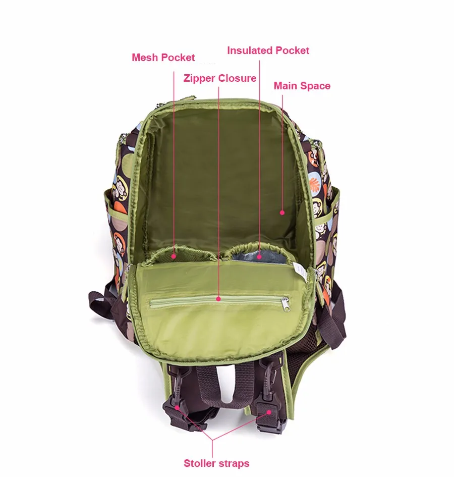 Barato COLORLAND-mochilas Elegantes De Gran Capacidad Para Pañales De Bebé, Bolsos Con Cambiador De Estera, Bolsa De Pañal Multifuncional Para Mamá, Novedad
