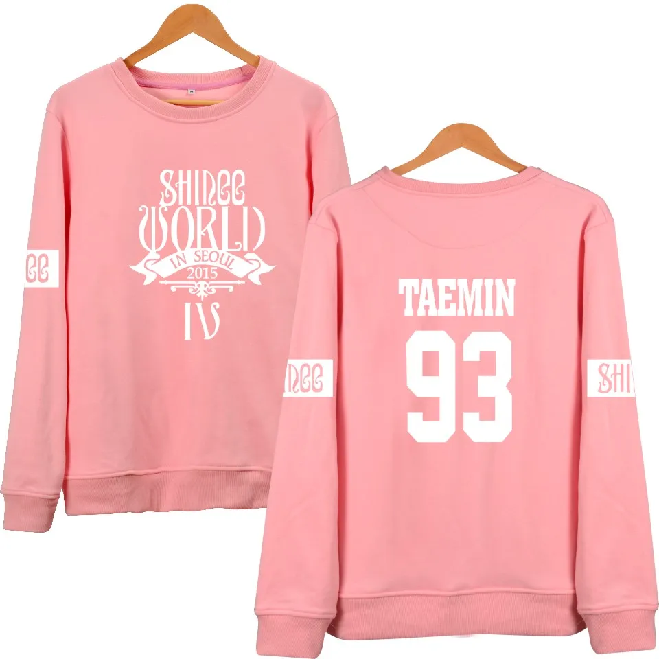 WEJNXIN Shinee Kpop Fans поддерживающие толстовки для женщин и мужчин Унисекс Пуловер С Круглым Вырезом Флисовая Толстовка Harajuku Розовая Толстовка