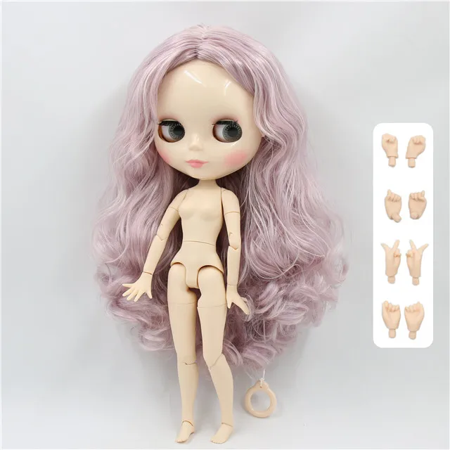 Фабрика blyth кукла 1/6 bjd соединение тела белая кожа розовый микс фиолетовые волосы BL2352/1049 30 см - Цвет: doll with hands B