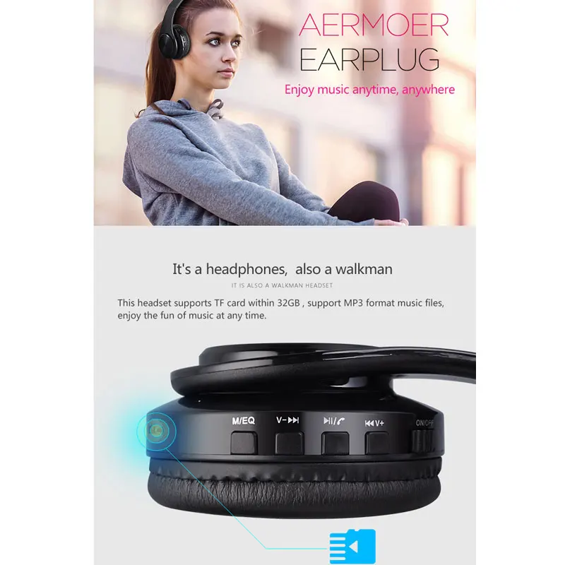 Новые беспроводные наушники с басами стереогарнитура микрофоном Поддержка