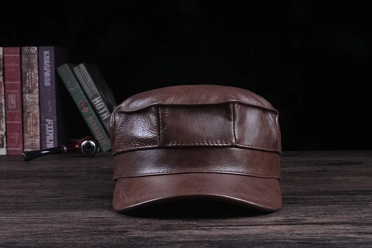RY109 мужские темно синие Шапки из натуральной кожи с защитой от ветра и ушей теплые