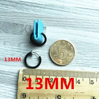 black 13mm 2 шт унисекс панк клипсы на ухо без пирсинга без отверстия Поддельные тела нос губы кольца ювелирные изделия серьги для женщин мужчин золото серебро - Окраска металла: black 13mm