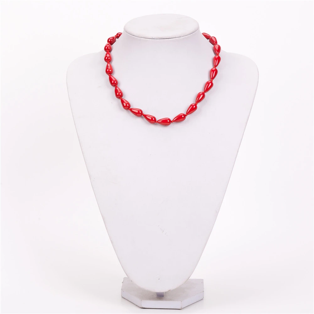 

AMOURJOUX Bohemian Red Natural Stone Water Drop Shaped Chain Choker Necklaces For Women Female Bohemian Jewelry