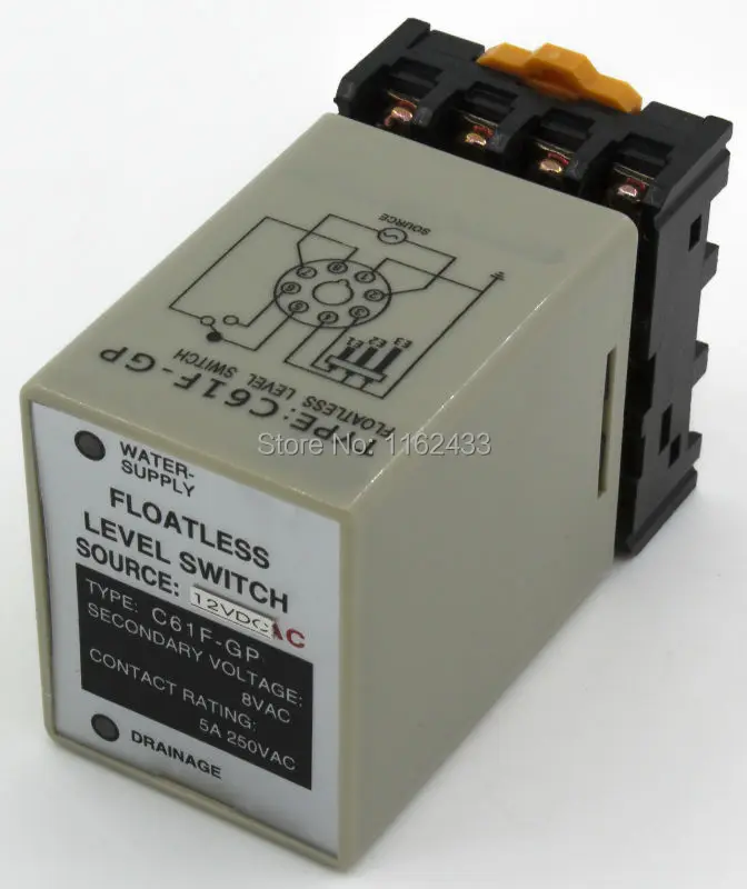 C61F-GP DC 12 В floatless уровень/реле с гнездом базы 12VDC C61F-общего назначения уровня воды