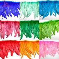 chengbright 50 yards rooster tail ribbon coque feather trimming for crafts dress skirt carnival costumes plumes 25 30cm width