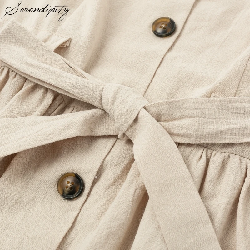 Женское винтажное платье на пуговицах SRDP повседневное хлопковое льняное