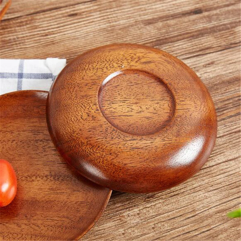 13.5cm Diameter Wooden Round Plates Fruit Cake Tea Coffee Dessert Dish Food Serving Tray | Дом и сад