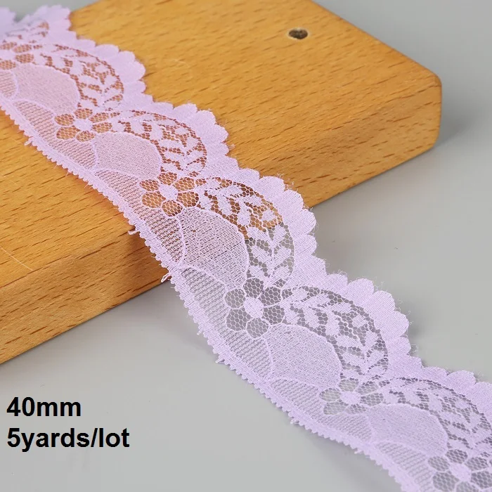 Light Purple 5 Ярд 40 мм 45 мм кружевные ленты с отделкой ткань деревенский Свадебные украшения Вышитые Шитье одежды платье DIY ручной работы материал - Цвет: Light Purple