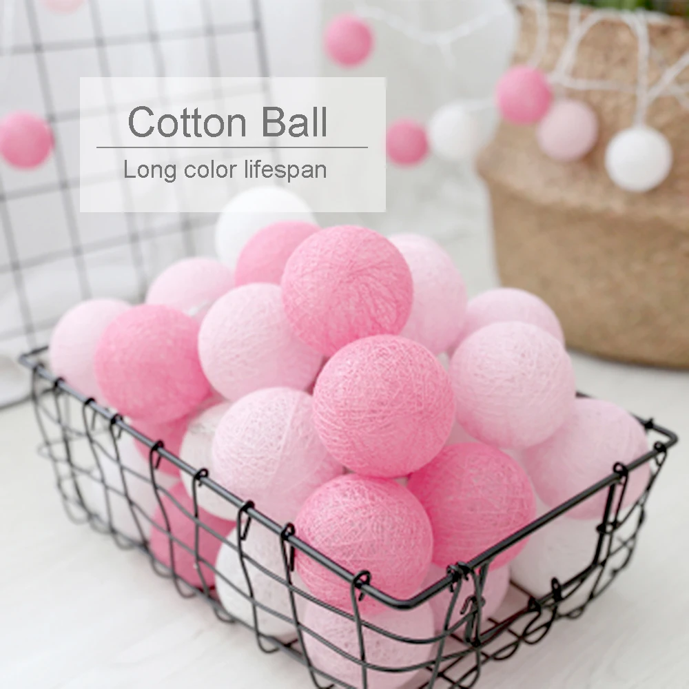 Розовый Светодиодный светильник 5 см шар теплая белая сказочная гирлянда