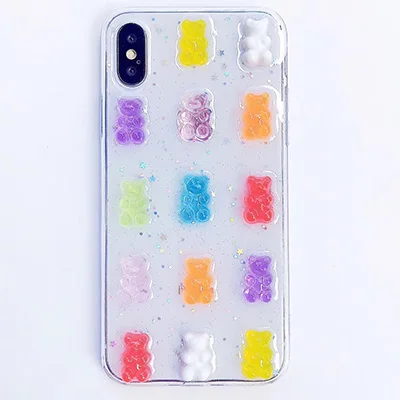 GlamPhone чехол милый 3D карамельный цвет медведь чехол для телефона для iPhone11Pro/MAX XS Max XS XR 8 8plus 7 7plus 6/6s Plus мягкая задняя крышка - Цвет: Transparent