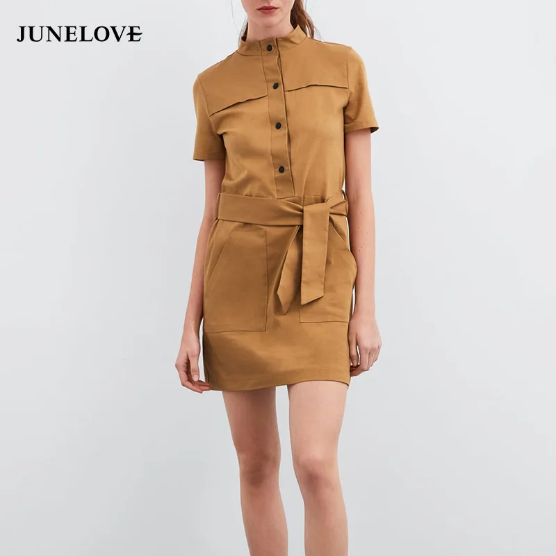 Женское платье трапеция JuneLove винтажное мини с коротким рукавом повседневное