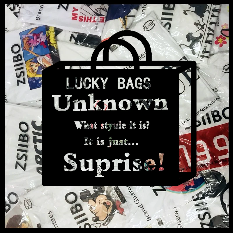 Lucky Bags Мужская футболка, Новое поступление, Sad аниме, вапорволна, футболка с принтом, мужская, эстетическая, Япония, Отаку, мужские повседневные топы с коротким рукавом, M-3XL - Цвет: Lucky Bags