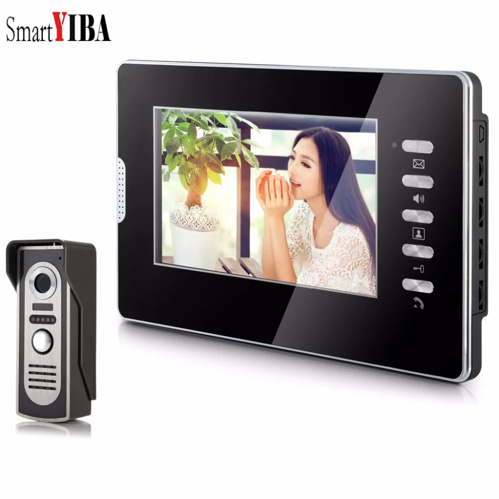 

SmartYIBA 7 Inch LCD TFT Video Intercom Doorbell Camera Wired Video Entryphone 1000TVL Video Door Phone Night Vision CMOS DC15V