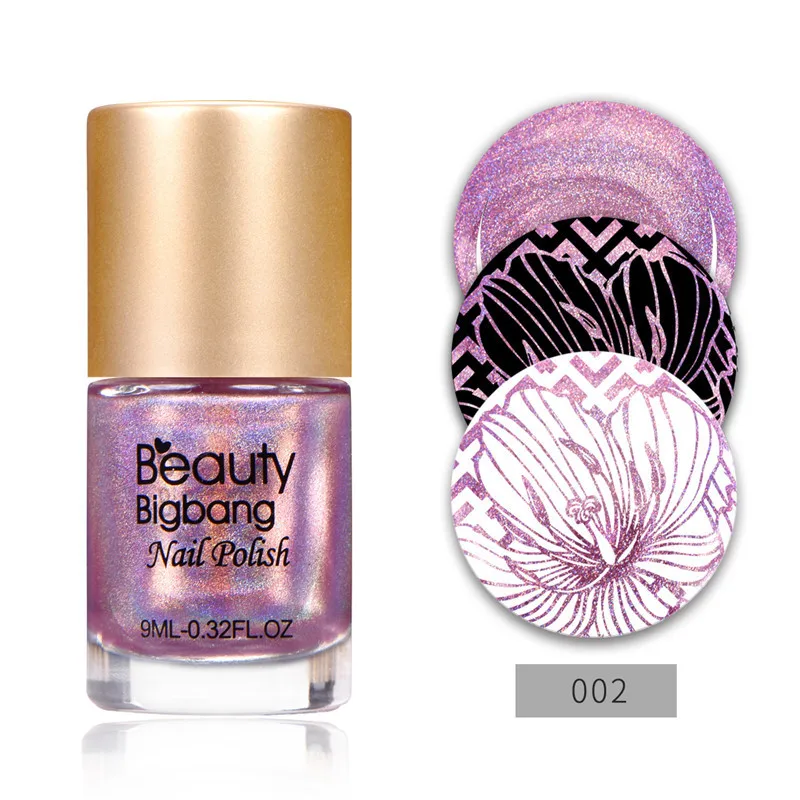 BeautyBigBang 5 бутылок 9 мл голографический стемпинг ногтей Покрытие набор Лазерная пластина для стемпинга для нейл-арта печать лак для ногтей набор