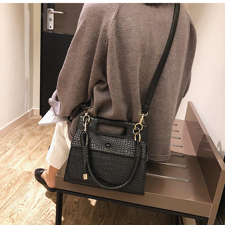Европейская модная дама Tote Сумка новая качественная женская дизайнерская сумка из искусственной кожи с крокодиловым узором сумки через плечо