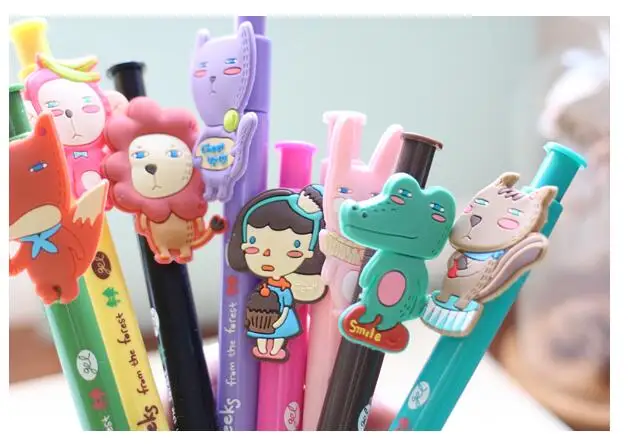 8pcs fresh cute cartoon Anime Students use press gel pens wholesale 0.38mm 14cm long bullet head free shipping