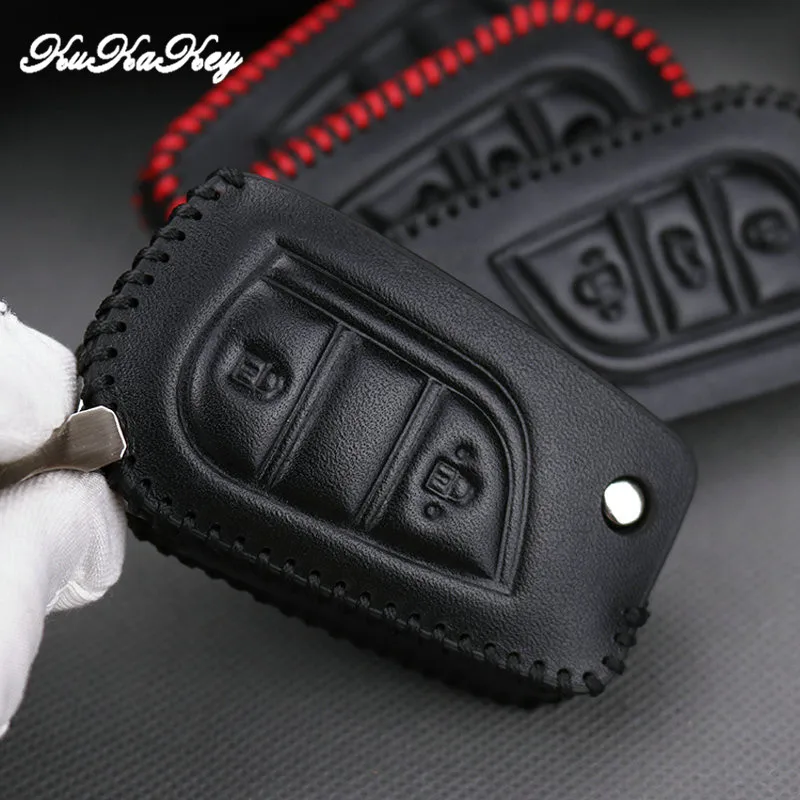 KUKAKEY кожаный чехол для автомобильного ключа Toyota Yaris Camry Corolla Prado REIZ Crown RAV4 Hilux