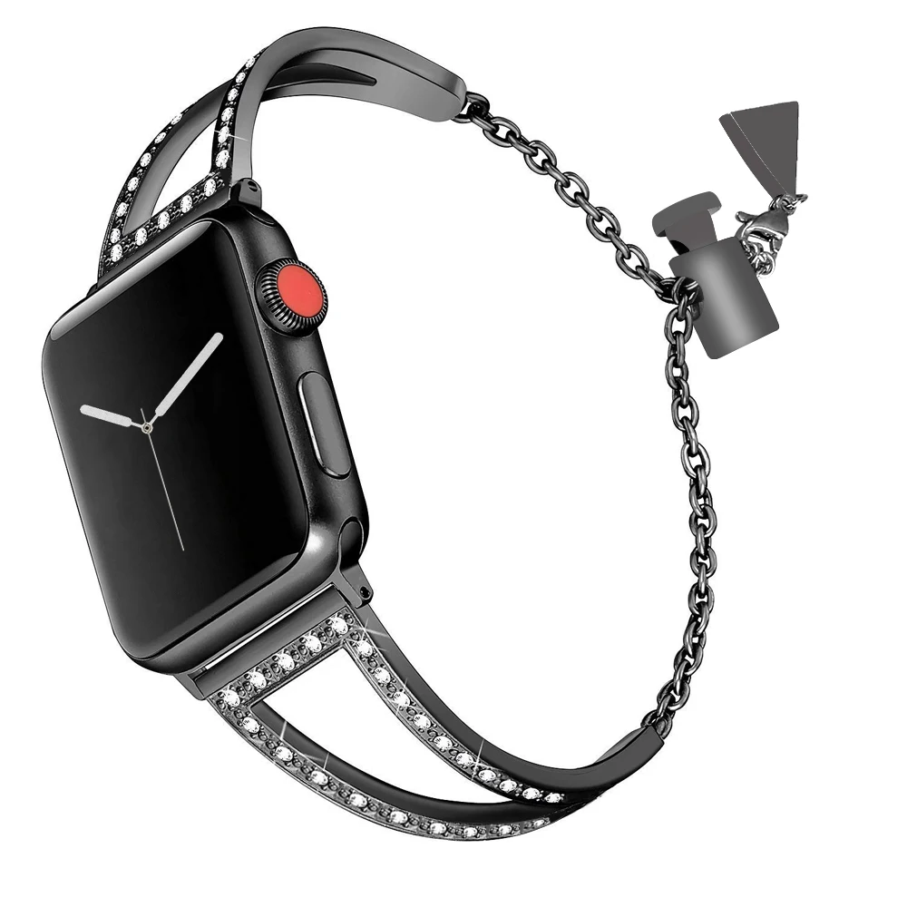 4 цвета ремешок с бриллиантами для наручных часов Apple Watch серии на возраст 1 2 3 iWatch
