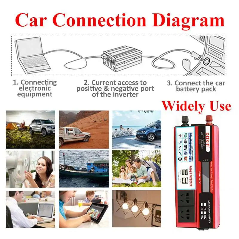 6000 Вт 4 USB ЖК-дисплей Дисплей DC 12 V/24 V к переменному току 110V автомобильный Мощность инвертор Зарядное устройство конвертер адаптер Модифицированная синус волновой трансформатор