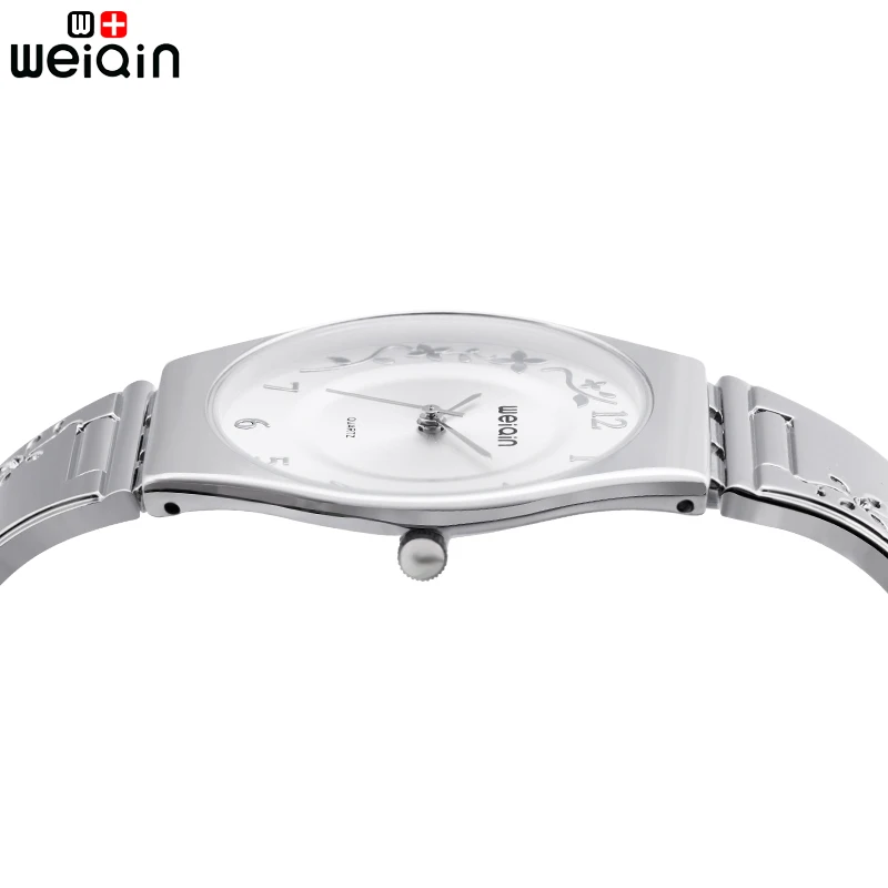 Weiqin модные серебряные женские часы 2017 Высокое качество ультра тонкий кварцевые