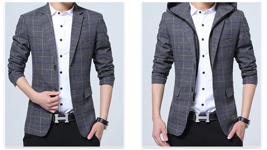 LONMMY клетчатый Блейзер мужчин Slim fit толстовки костюм мужчины Повседневное мужские