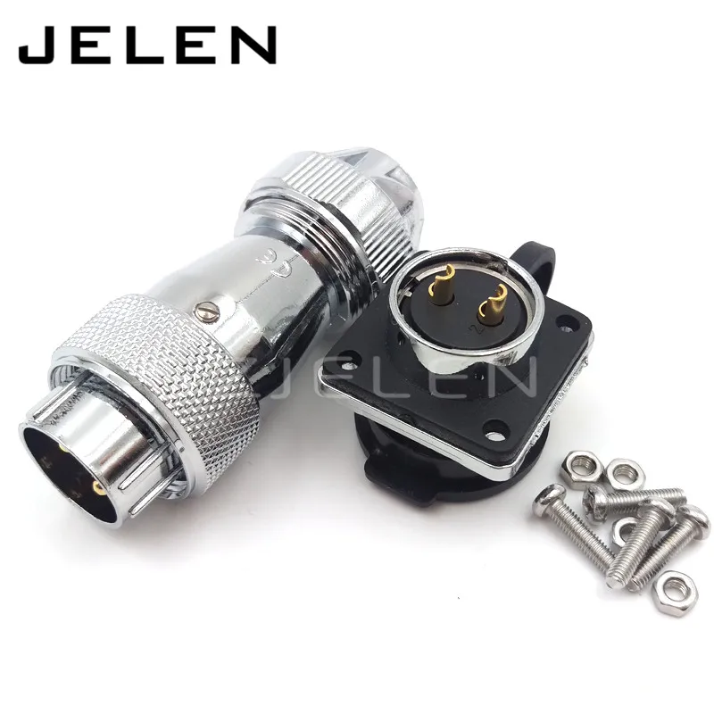 Водонепроницаемые коннекторы серии WF20, 2 pin, IP67, Электрический кабель питания, водонепроницаемый гнездовой разъем, 2 pin, номинальный ток 25A