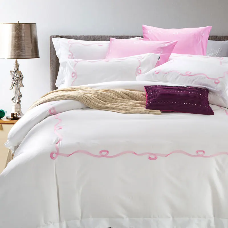 Комплект постельного белья из 100% хлопка с вышивкой 4 шт.|bed cover|king size bed coversheet set |